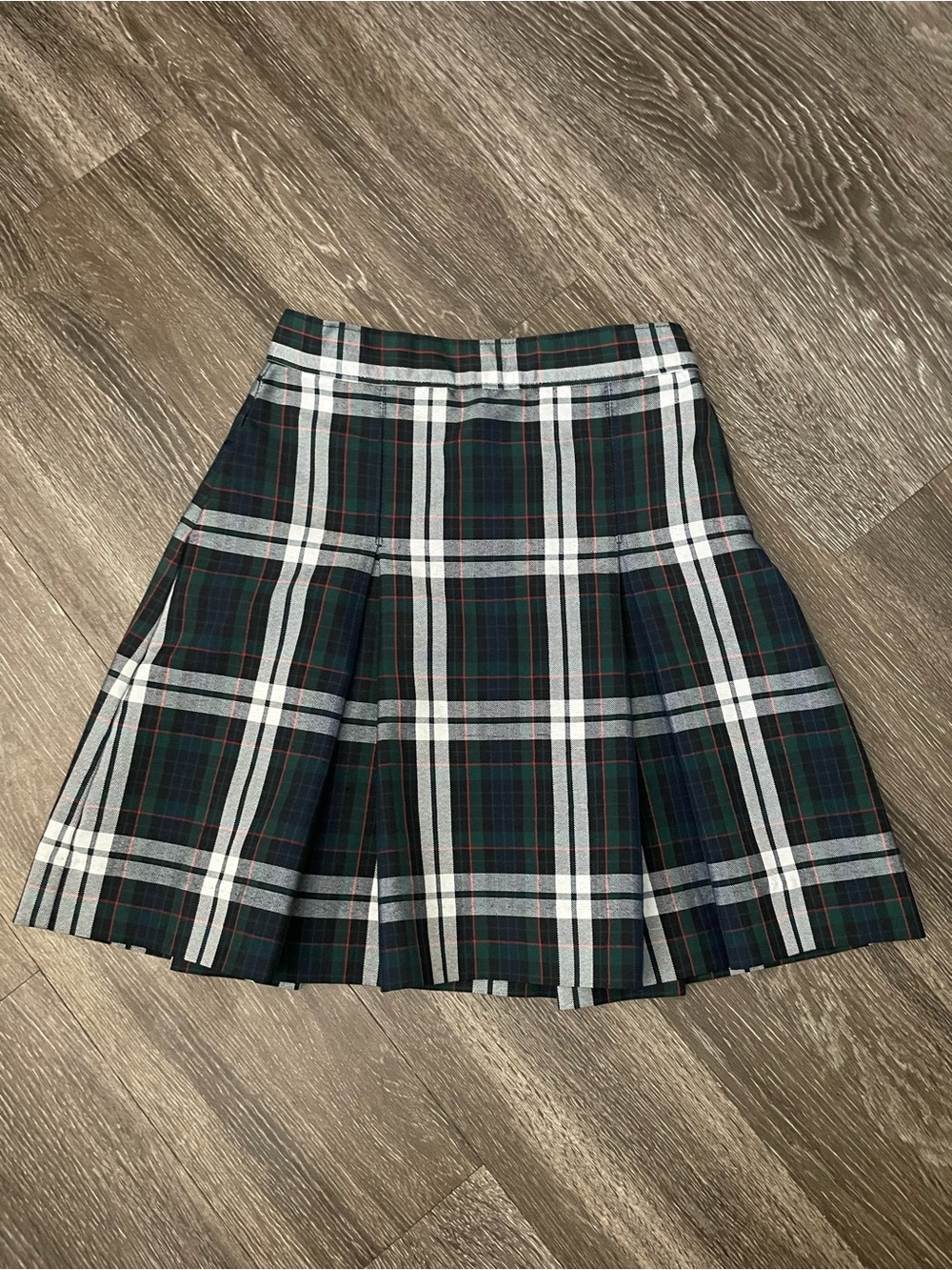 Girls Green Plaid Pleated Skirt - School-Style Mini